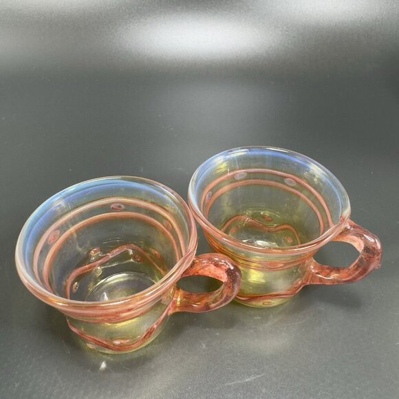 Vintage Hand Blown Delicate Italian Glass Small Cups Mugs Opalescent Thin Glass - Picture 13 of 16